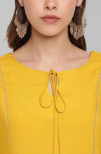Janasya Women's Mustard Rayon Solid Kurta With Pant And Dupatta - Distacart