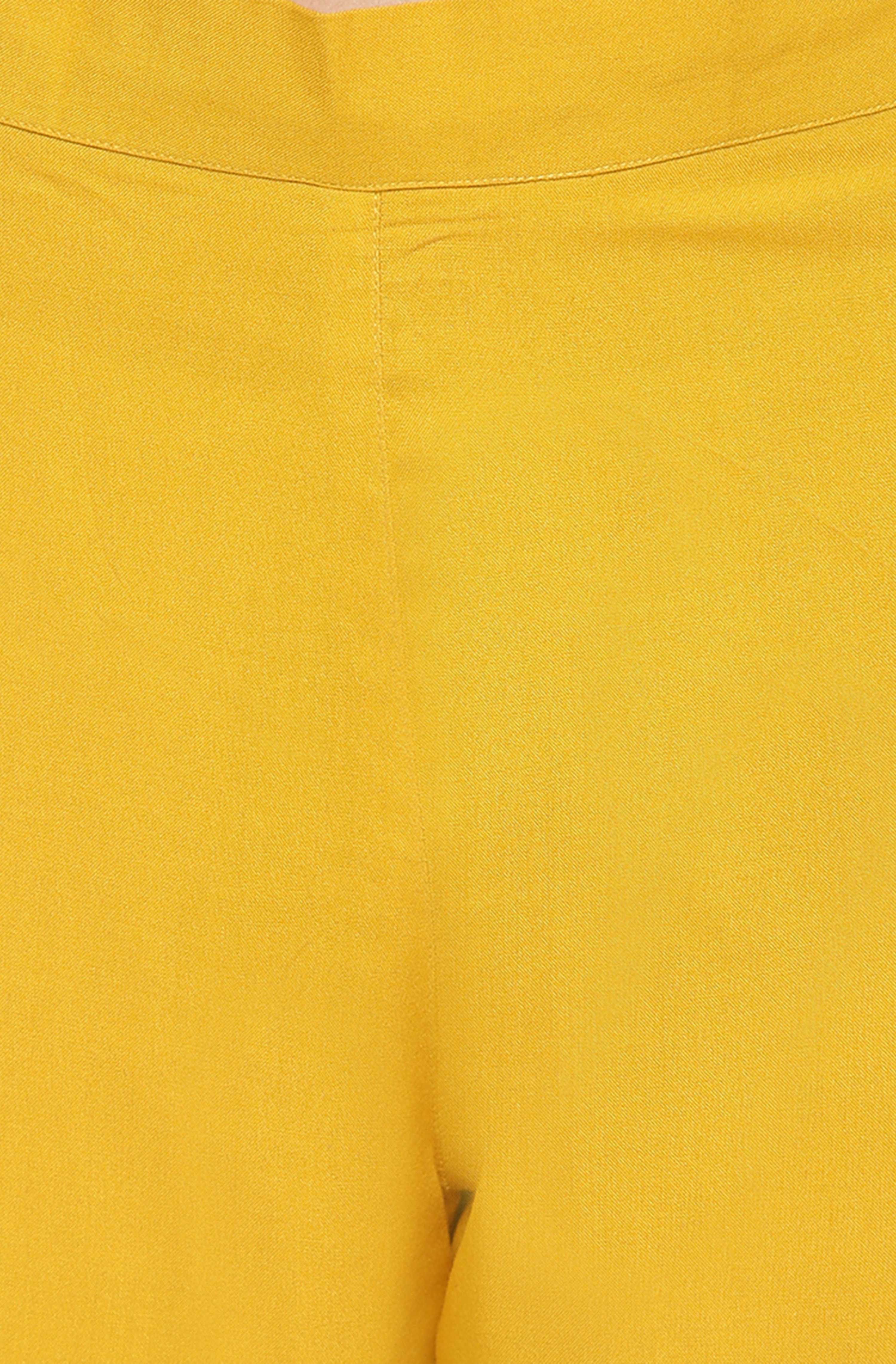 Janasya Women's Mustard Rayon Solid Kurta With Pant And Dupatta - Distacart