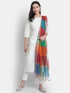 Janasya Off-White Poly Silk Solid Set
