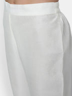 Janasya Off-White Poly Silk Solid Set