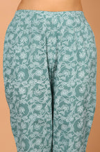 Janasya Women's Turquoise Cotton Striped Kurta With Pant And Dupatta - Distacart
