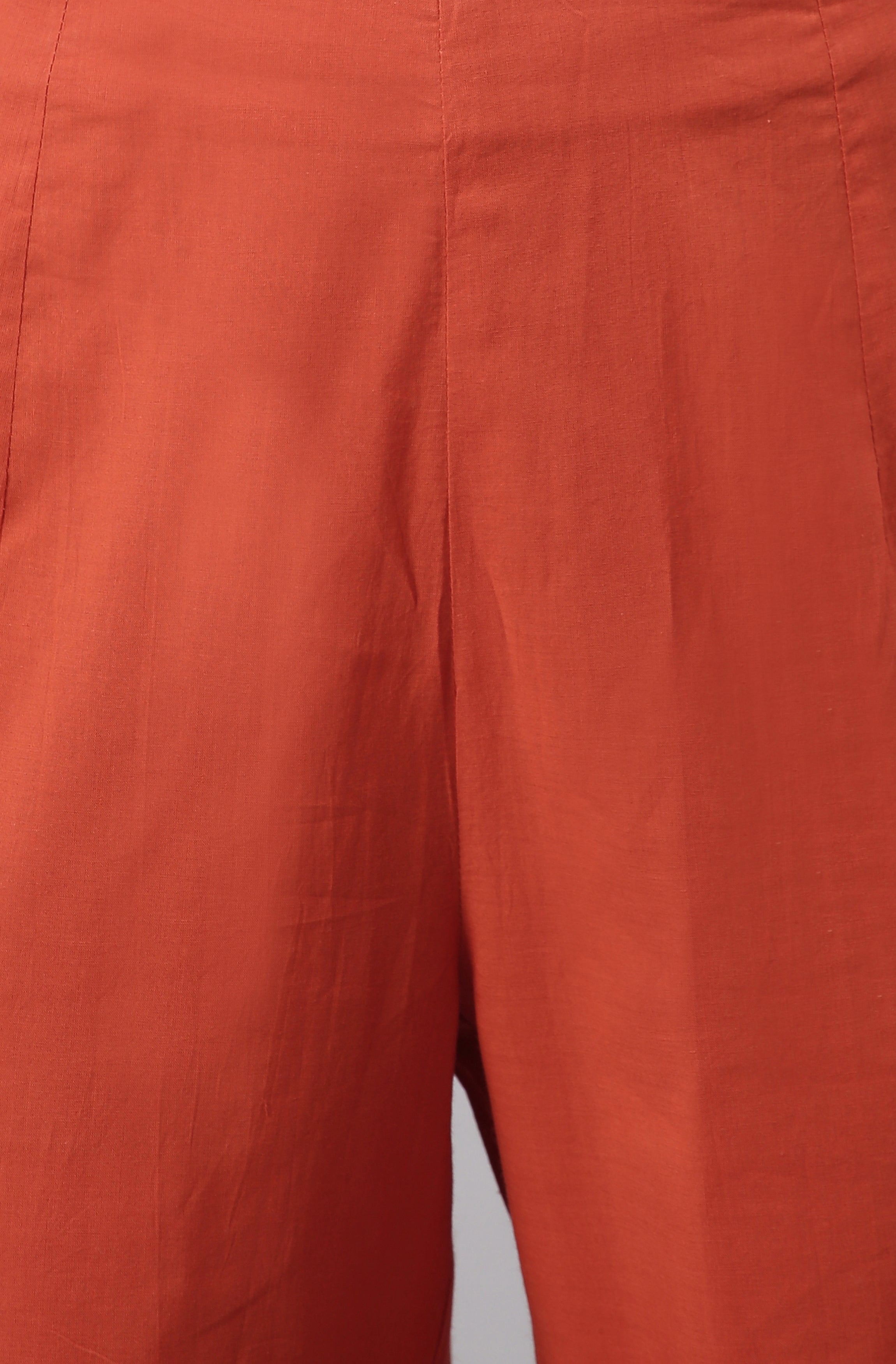 Janasya Women's Orange Cotton Striped Kurta With Pant And Dupatta - Distacart