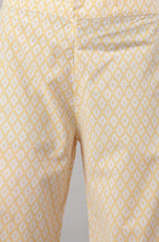 Janasya Women's Yellow Cotton Striped Kurta With Palazzo And Dupatta - Distacart
