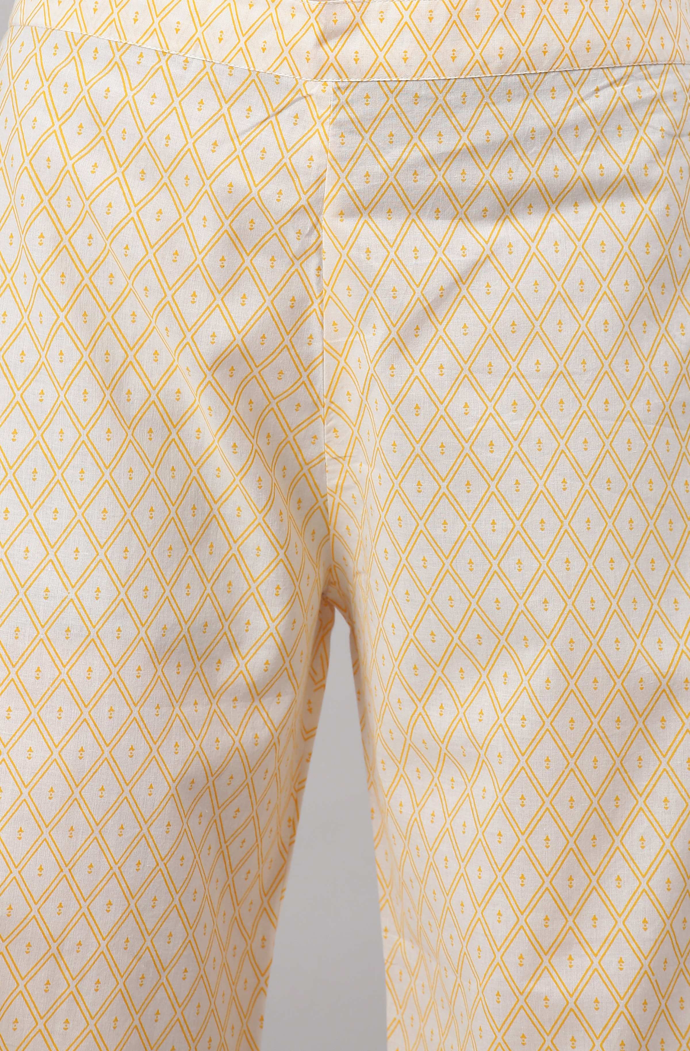 Janasya Women's Yellow Cotton Striped Kurta With Palazzo And Dupatta - Distacart