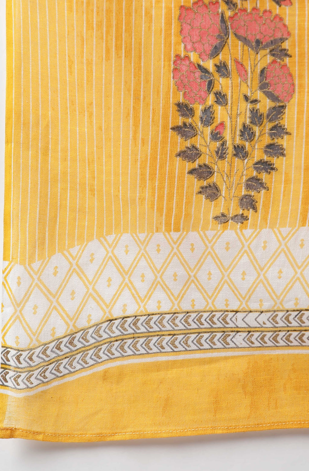 Janasya Women's Yellow Cotton Striped Kurta With Palazzo And Dupatta - Distacart