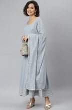 Janasya Women's Grey Poly Georgette Solid Kurta With Dupatta - Distacart