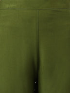 Janasya Women's Olive Green Rayon Solid Kurta With Palazzo And Dupatta - Distacart