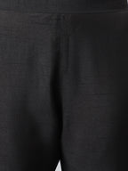 Janasya Women's Black Poly Silk Solid Straight Casual Kurta Set