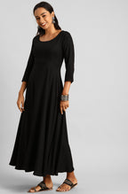 Janasya Women's Black Rayon Solid Kurta With Dupatta - Distacart