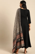 Janasya Women's Black Rayon Solid Kurta With Dupatta - Distacart