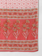 Janasya Women's Pink Cotton Floral Print Kurta With Pant And Dupatta - Distacart
