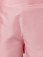 Janasya Pink Poly Silk Solid Set
