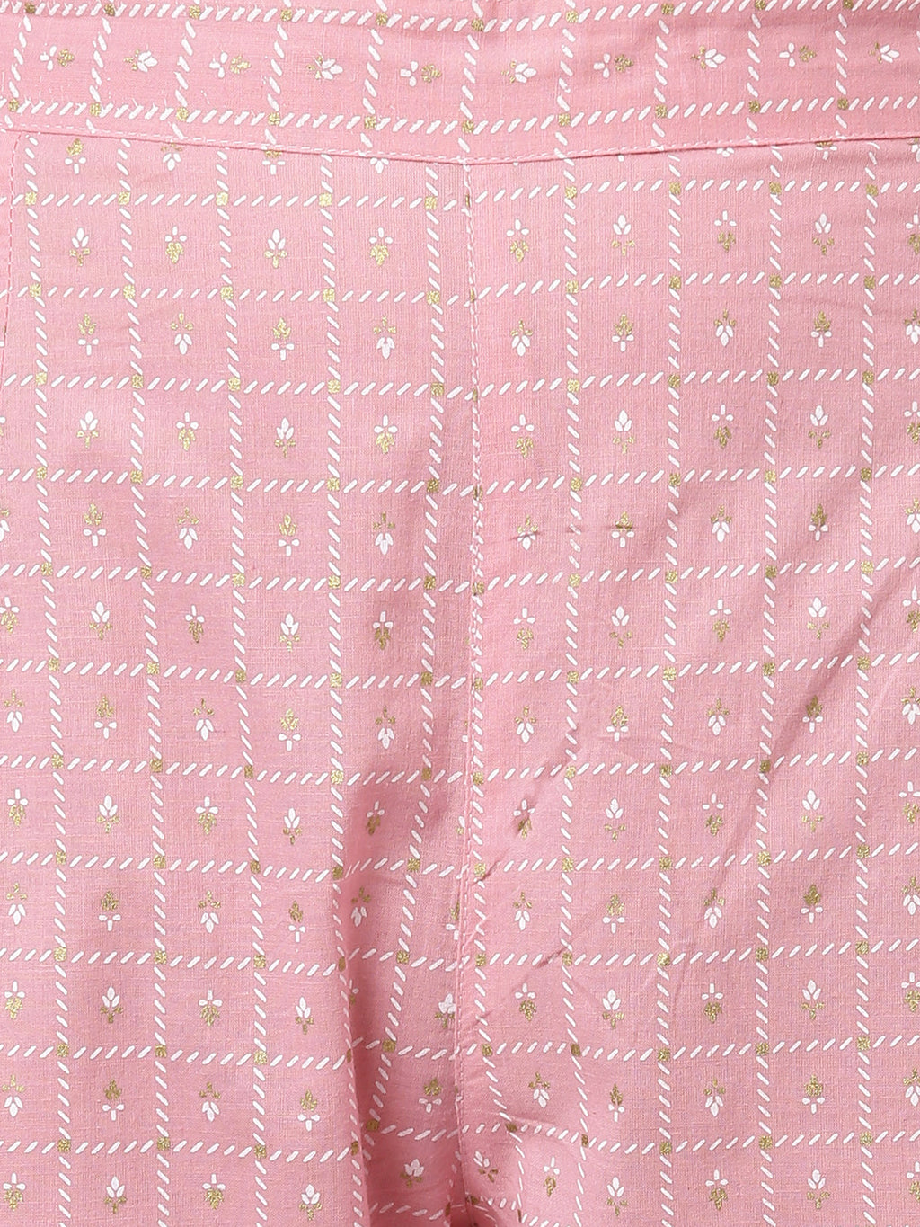 Janasya Women's Light Pink Cotton Gold Print Kurta With Pant And Dupatta - Distacart