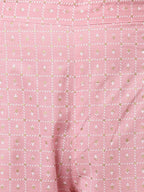 Janasya Women's Light Pink Cotton Gold Print Kurta With Pant And Dupatta - Distacart
