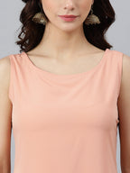 Janasya Peach Poly Crepe Solid Set