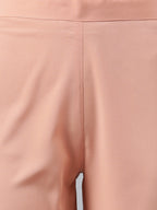 Janasya Peach Poly Crepe Solid Set