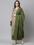 Janasya Women's Peach Cotton Floral Print Kurta With Palazzo And Dupatta - Distacart