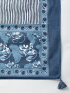 Janasya Women's Blue Cotton Block Print Kurta With Pant And Dupatta - Distacart