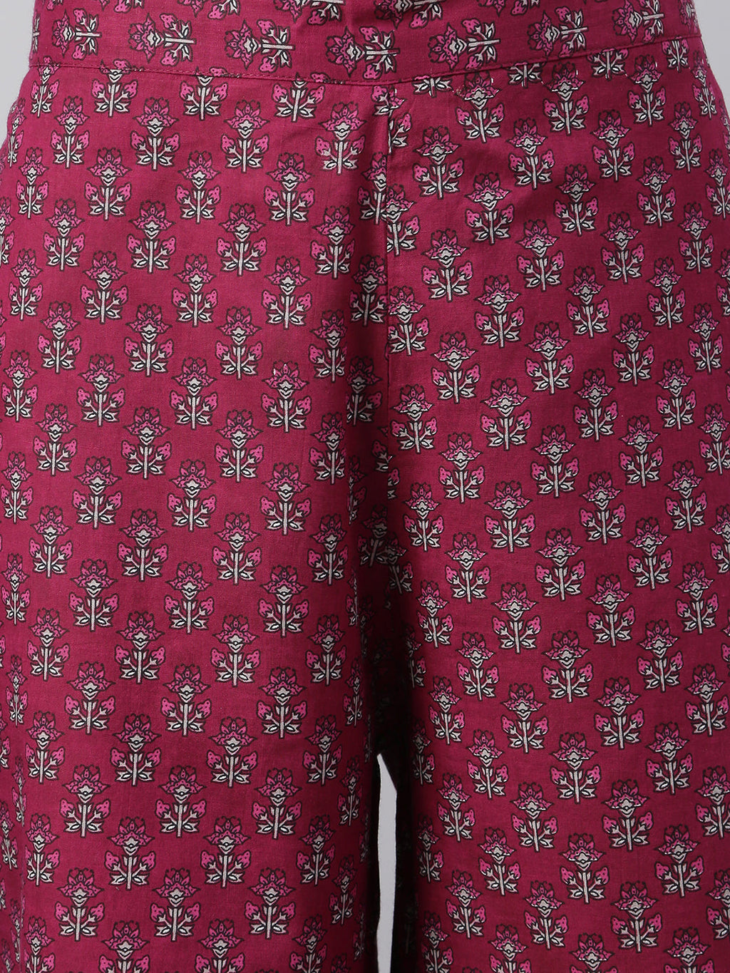 Janasya Women's Wine Cotton Floral Print Kurta With Palazzo And Dupatta - Distacart