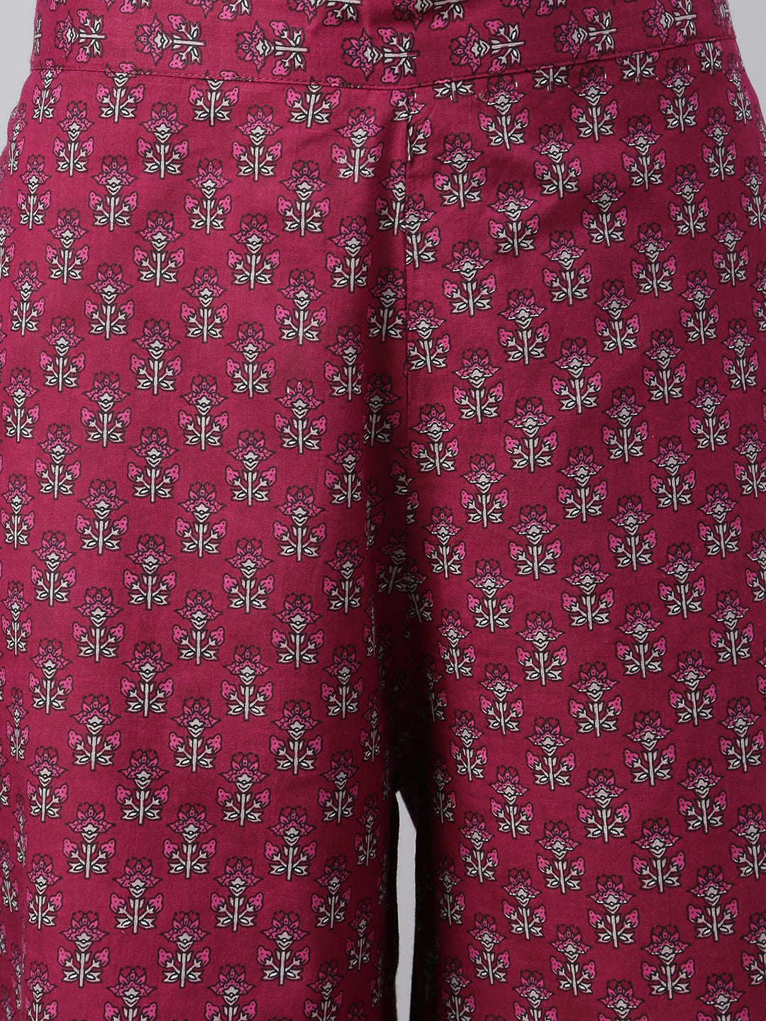 Janasya Women's Wine Cotton Floral Print Kurta With Palazzo And Dupatta - Distacart