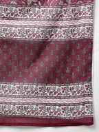 Janasya Women's Wine Cotton Floral Print Kurta With Palazzo And Dupatta - Distacart
