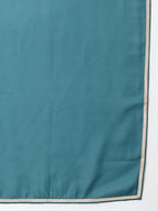 Janasya Women's Teal Georgette Embossed Gold Print Top With Gharara And Dupatta - Distacart
