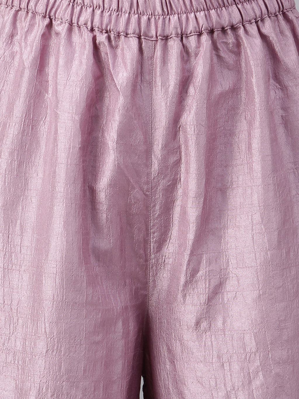 Janasya Women's Mauve Poly Silk Solid Kurta With Gharara And Dupatta - Distacart