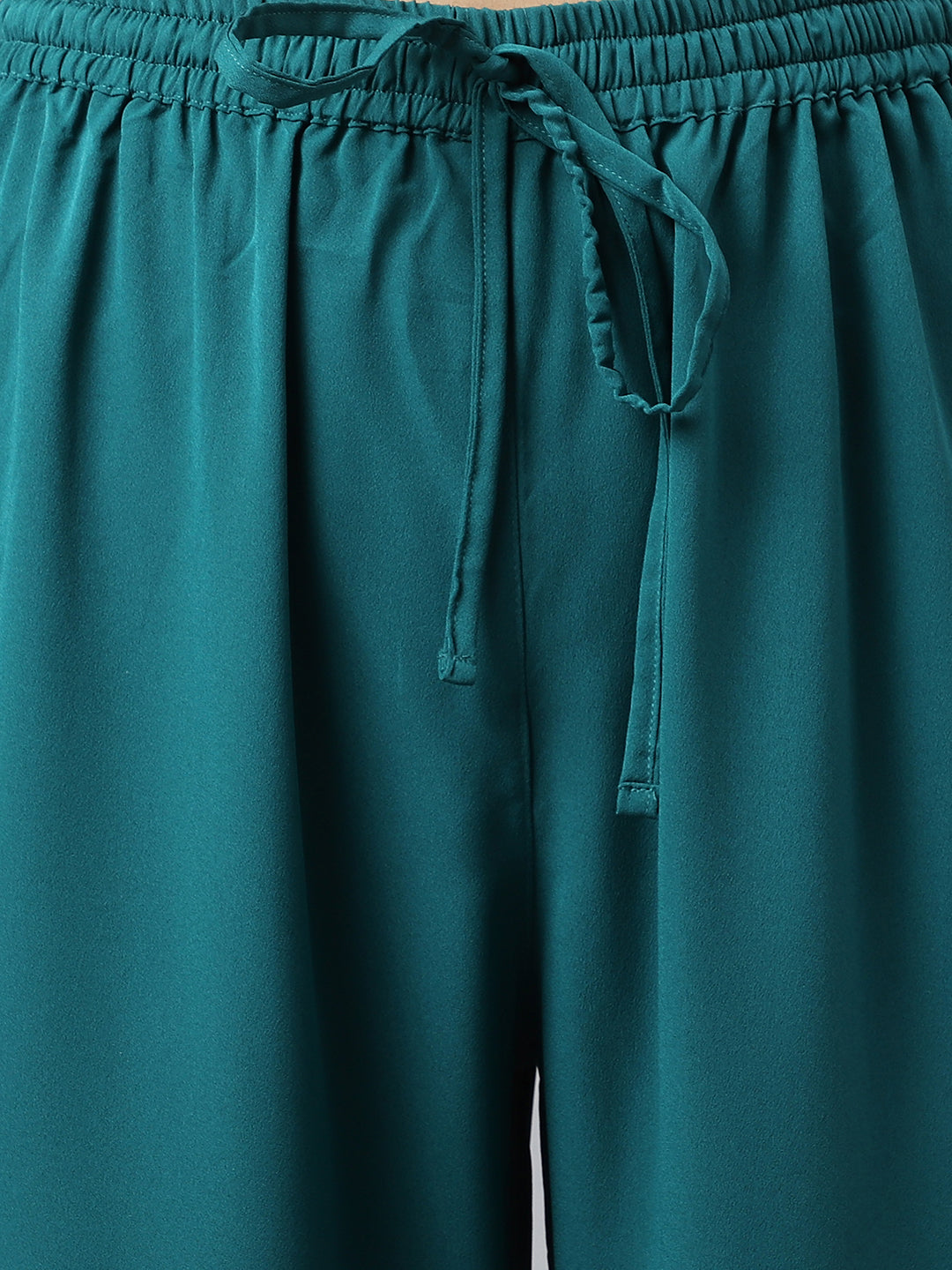 Janasya Women's Teal Green Crepe Gotta Lace Kurta With Sharara And Dupatta - Distacart
