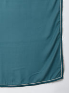 Janasya Women's Teal Green Crepe Gotta Lace Kurta With Sharara And Dupatta - Distacart
