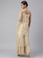 Janasya Women's Beige Poly Silk Embellished Kurta With Gharara And Dupatta - Distacart