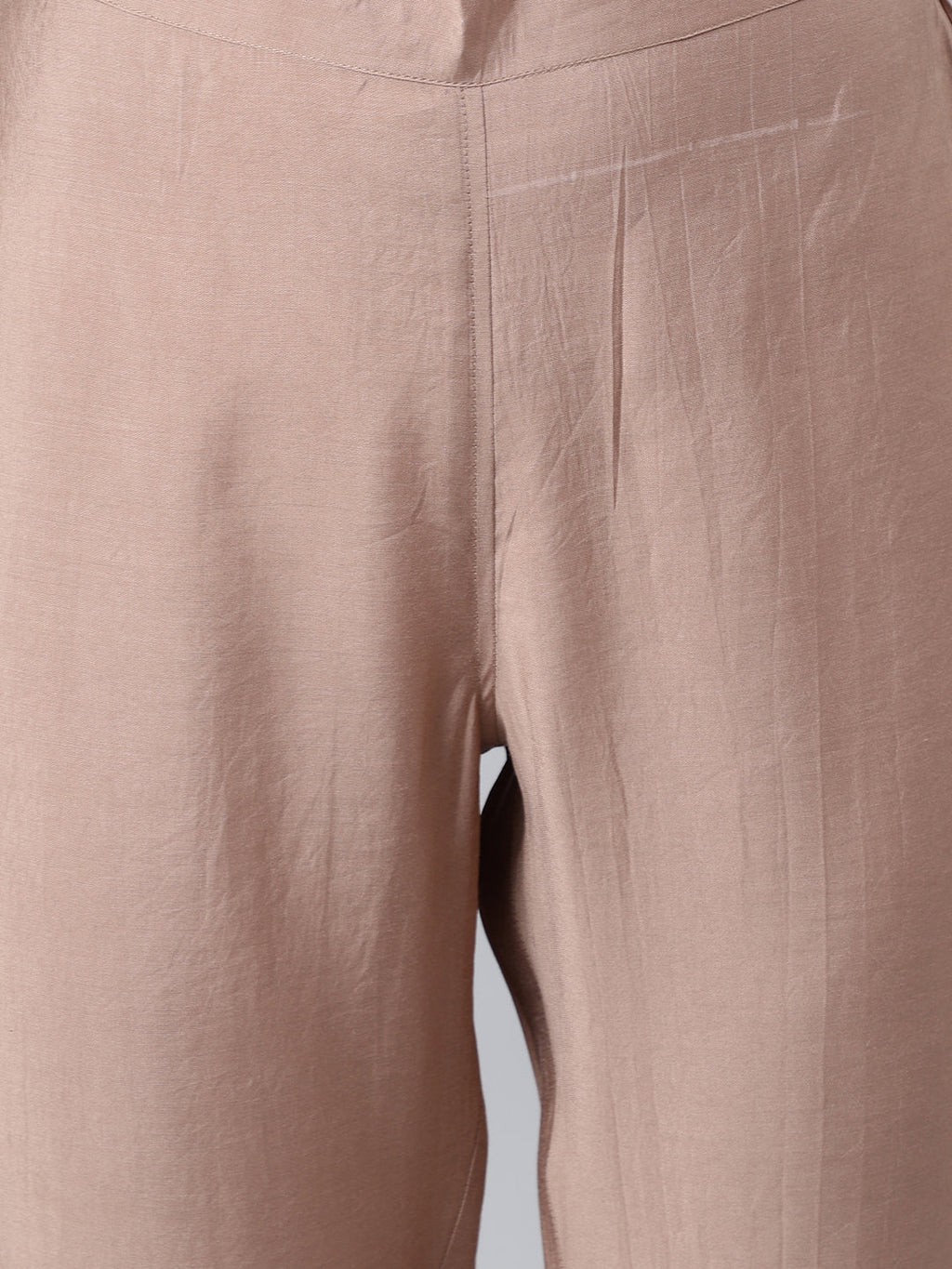 Janasya Women's Dusty Rose Viscose Blend Embroidered Kurta With Pant - Distacart