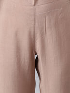 Janasya Women's Dusty Rose Viscose Blend Embroidered Kurta With Pant - Distacart