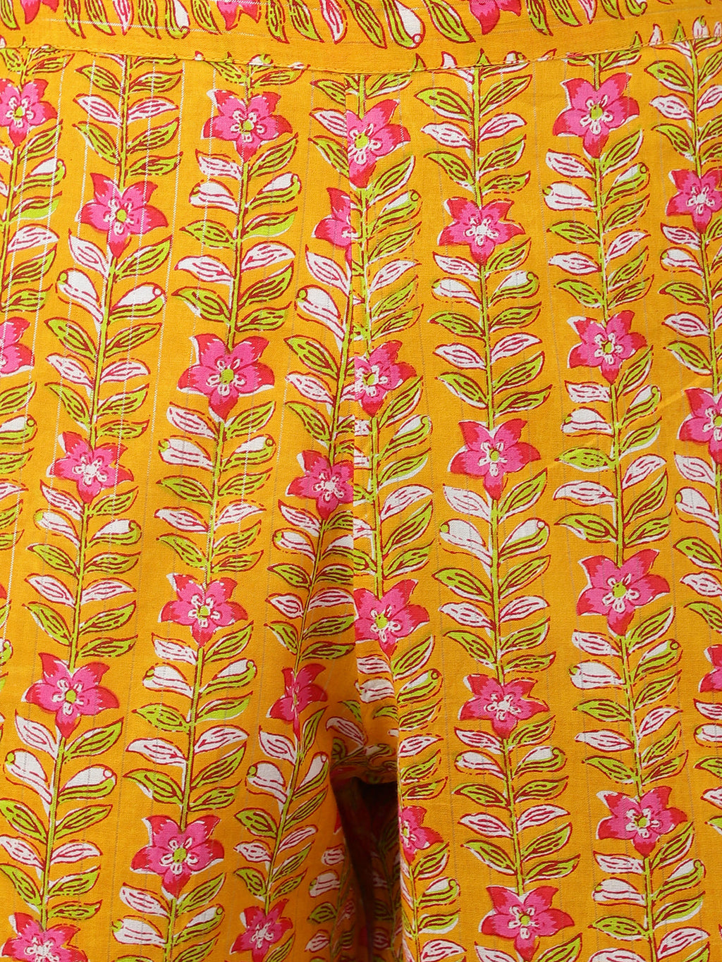 Janasya Women's Mustard Cotton Floral Print Kurta With Pant - Distacart