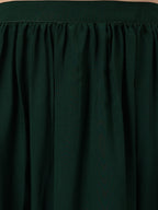 Janasya Women's Green Crepe Solid Crop Top With Skirt And Jacket - Distacart