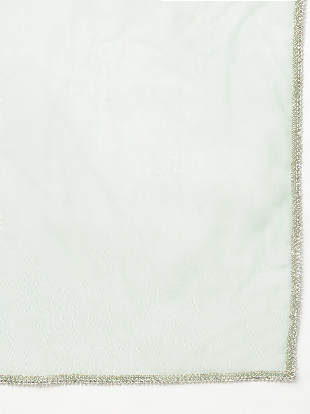 Janasya Women's Mint Green Chinon Foil Print Kurta With Flared Palazzo And Dupatta - Distacart