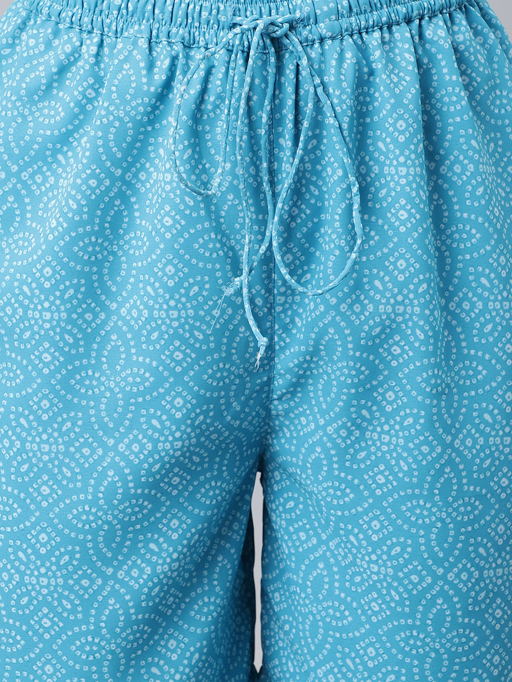 Janasya Women's Light Blue Georgette Bandhni Print Kurta With Sharara And Dupatta - Distacart