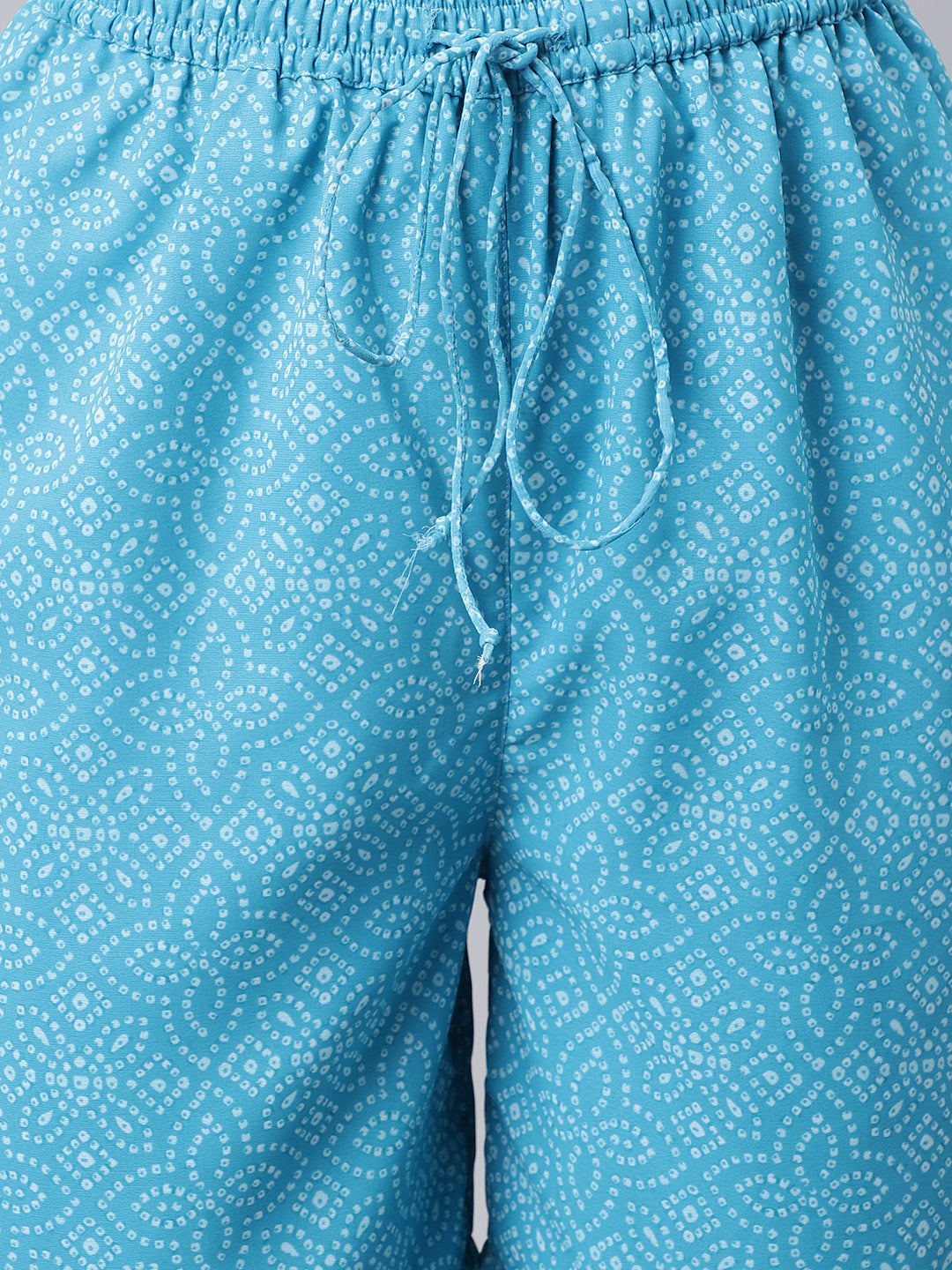 Janasya Women's Light Blue Georgette Bandhni Print Kurta With Sharara And Dupatta - Distacart