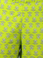 Janasya Women's Light Green Cotton Block Print Kurta With Pant - Distacart