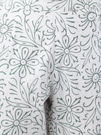 Janasya Women's White Cotton Floral Block Print Kurta With Pant And Dupatta - Distacart