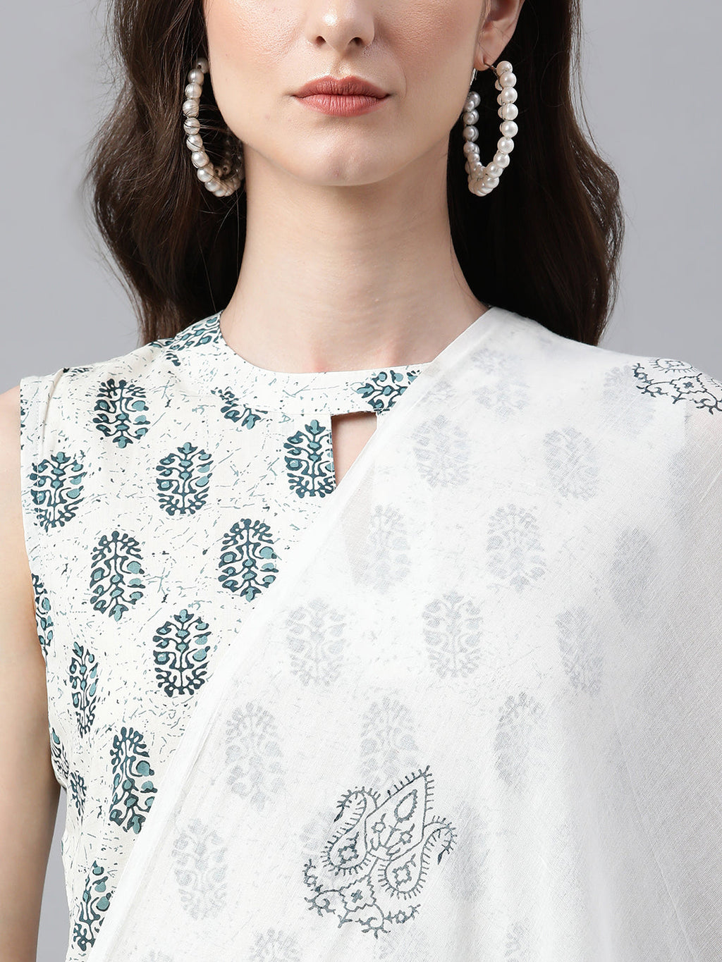 Janasya Women's White Cotton Floral Print Kurta With Pant And Dupatta - Distacart