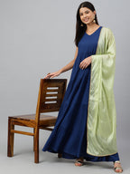 Janasya Women's Dark Blue Rayon Solid Kurta With Dupatta - Distacart