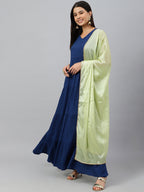 Janasya Women's Dark Blue Rayon Solid Kurta With Dupatta - Distacart