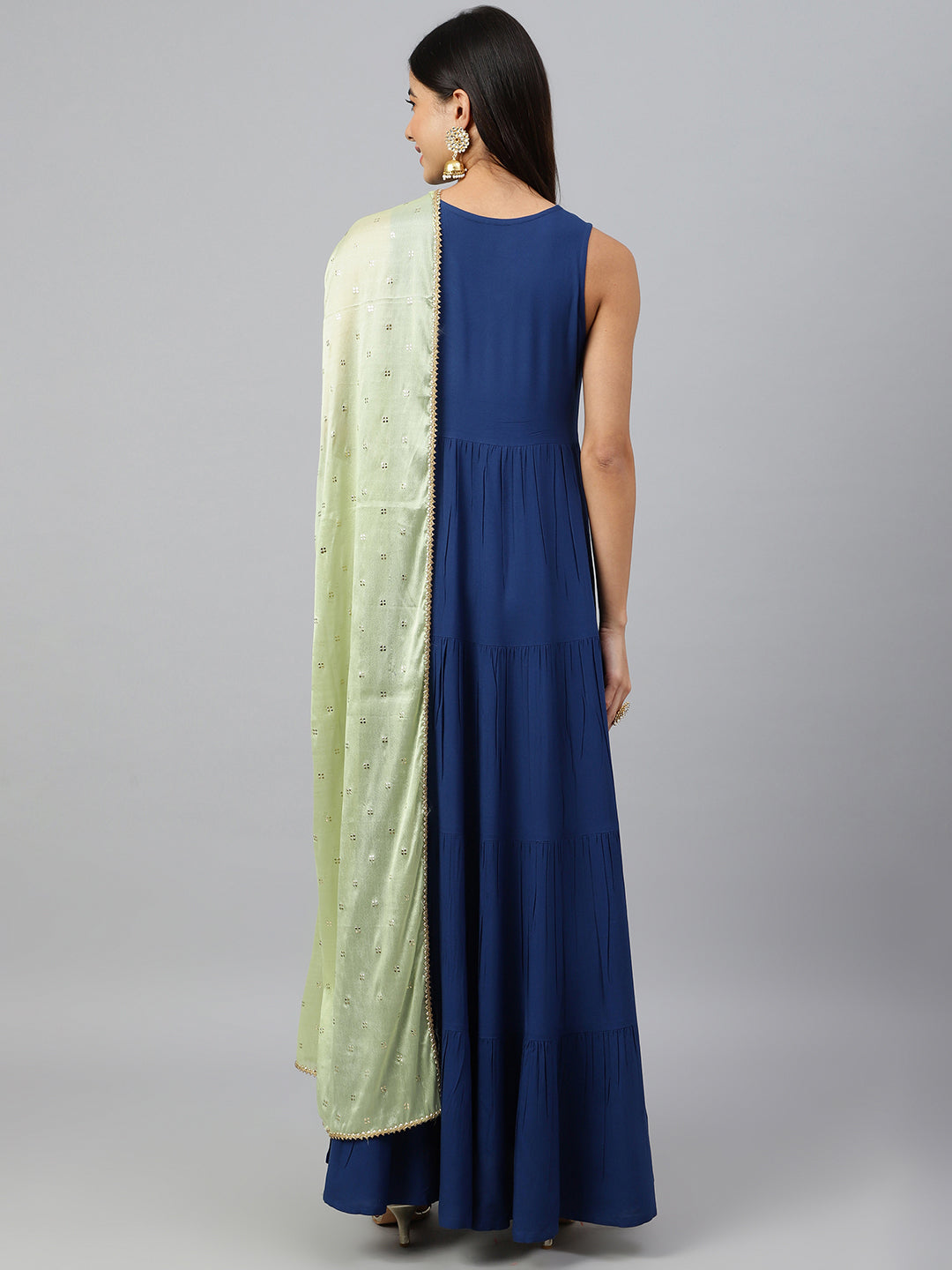 Janasya Women's Dark Blue Rayon Solid Kurta With Dupatta - Distacart