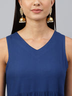 Janasya Women's Dark Blue Rayon Solid Kurta With Dupatta - Distacart