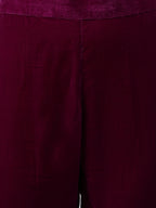 Janasya Women's Purple Velvet Solid Kurta With Pant And Dupatta - Distacart