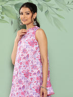 Janasya Women's Lavender Crepe Digital Printed A-line Casual Top Set - Distacart