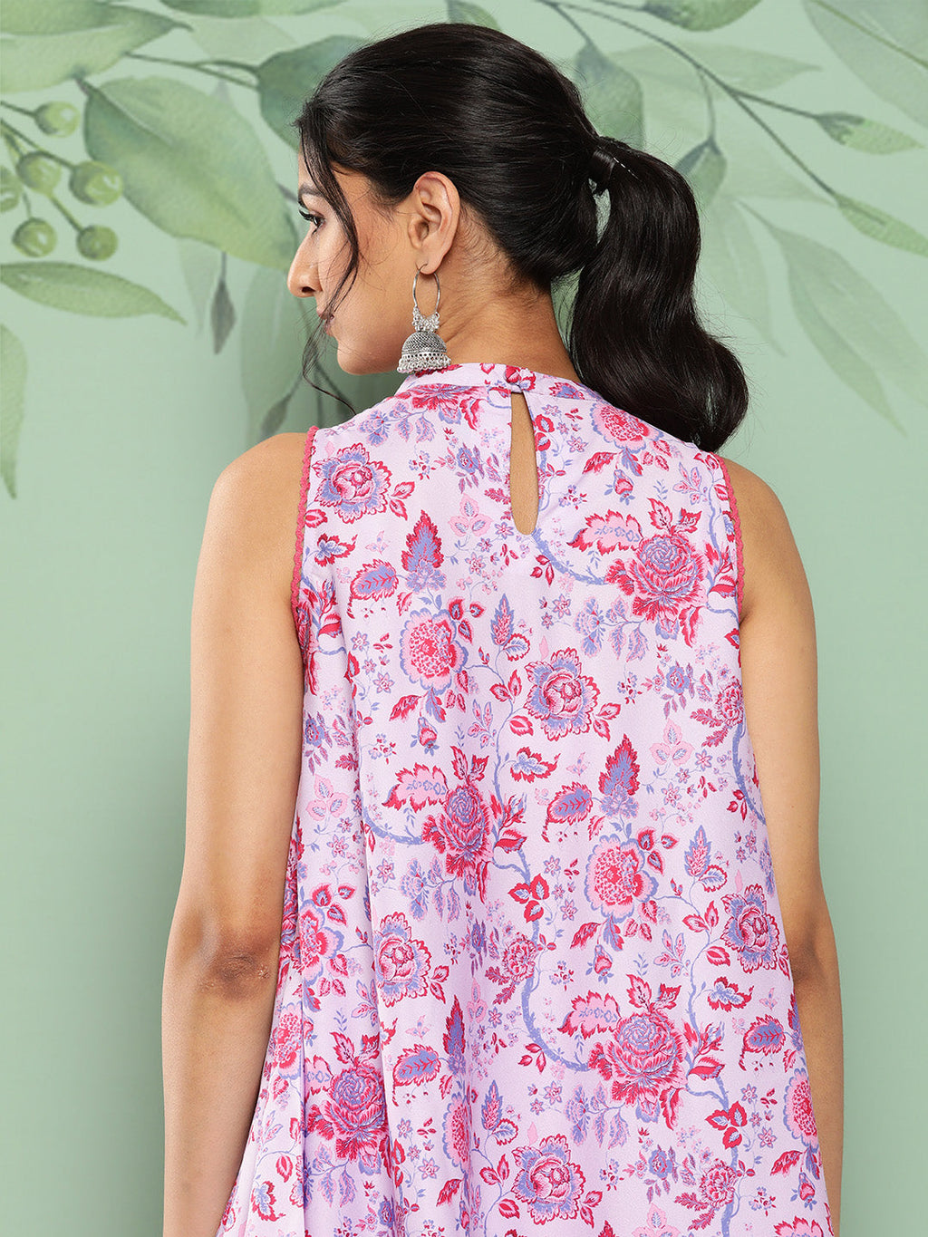 Janasya Women's Lavender Crepe Digital Printed A-line Casual Top Set - Distacart