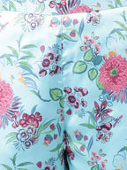 Janasya Women's Aqua Blue Satin Digital Floral Printed Straight Party kurta Set