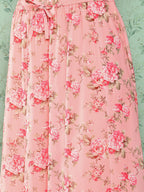 Janasya Women's Peach Georgette Digital Floral Printed Peplum Festive Top Set