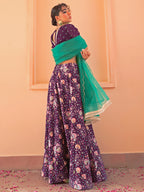 Janasya Purple Georgette Digital Floral Printed Festive Lehenga Choli